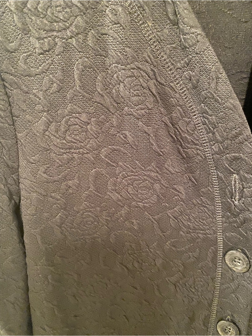 koi Navy gray V-Neck Button Front Textured Cardigan pockets size small - Picture 4 of 9